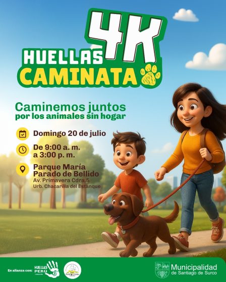 Surco y Huellas Perú organizan “Caminata Huellas 4K” para promover la adopción y esterilización de mascotas